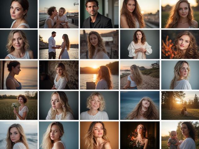 A vibrant collage showcasing diverse examples of Svetlina Image Studio's photography – joyful portraits, dynamic event shots, and artistic compositions, illustrating the contest's creative scope.